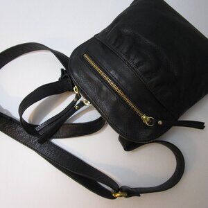 RFID Crossbody Pouch Purse Shoulder Bag Black Pebbled Leather